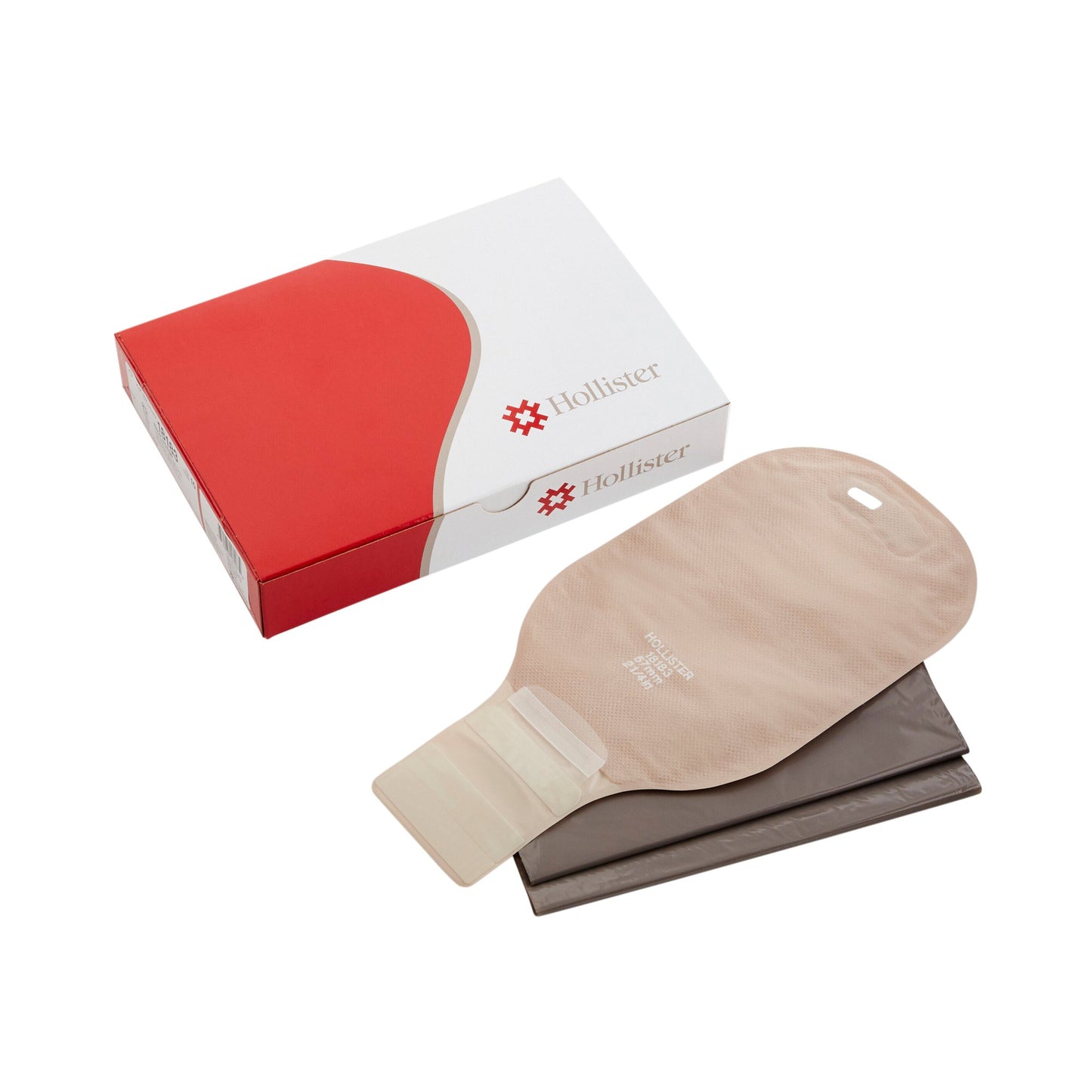 New Image™ 18183 2-Piece Beige Colostomy Pouch, Pre-cut to Fit 57 mm Stoma, Red 18183
