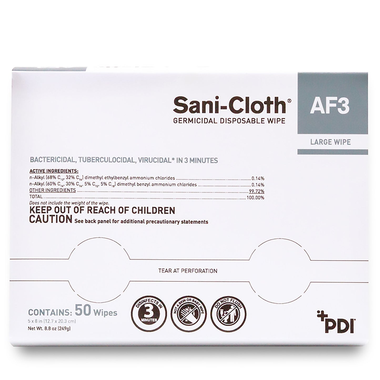 Sani-Cloth® AF3 Germicidal Large Disinfectant Wipes, Individual Packet, 50 ct. H59200