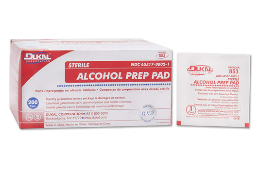 Dukal Alcohol Prep Pads, Sterile, Individual Packs 853