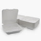 3 Compartment Clamshell Food Container Medd Max LLC 8 X 8 Inch White Compostable Bagasse B036 3-C