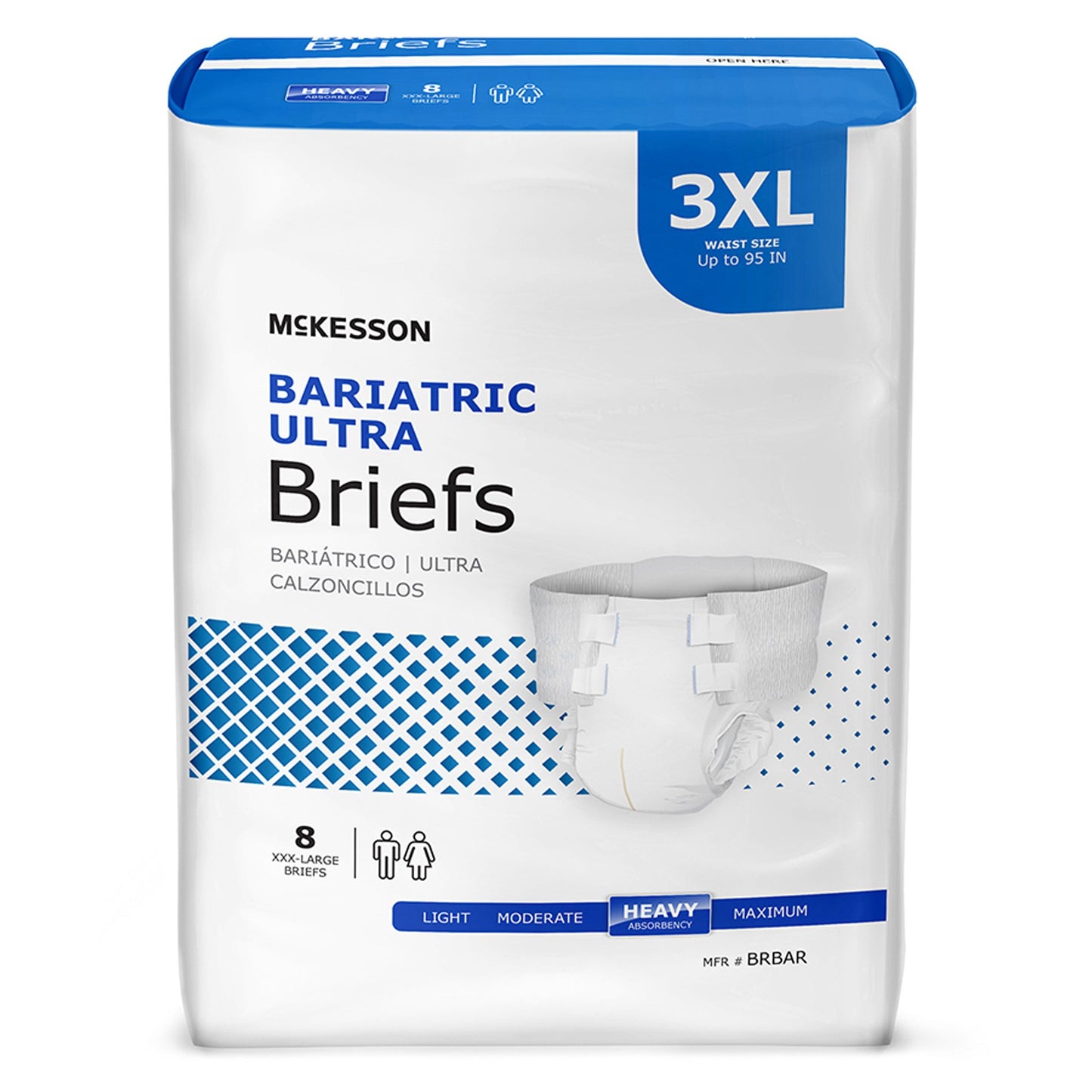 Unisex Adult Incontinence Brief McKesson Ultra Bariatric 3X-Large Disposable Heavy Absorbency - BRBAR