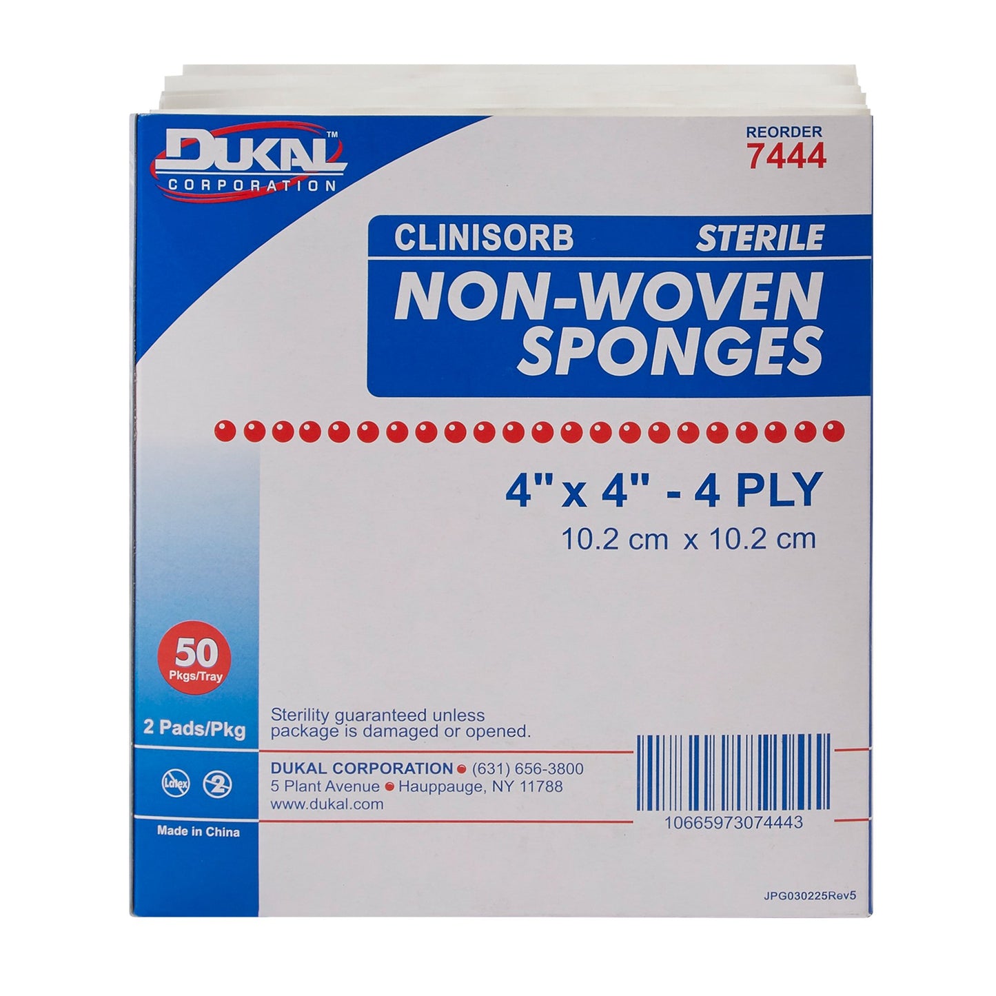 Clinisorb Sterile Nonwoven Sponge, 4 x 4 Inch, 4-Ply 7444