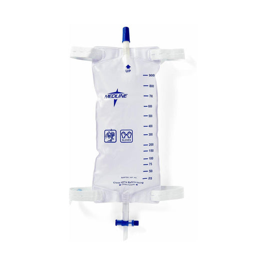 Urinary Leg Bag Medline® Anti-Reflux Valve Sterile 1,100 mL Vinyl / Flocked - DYND12588