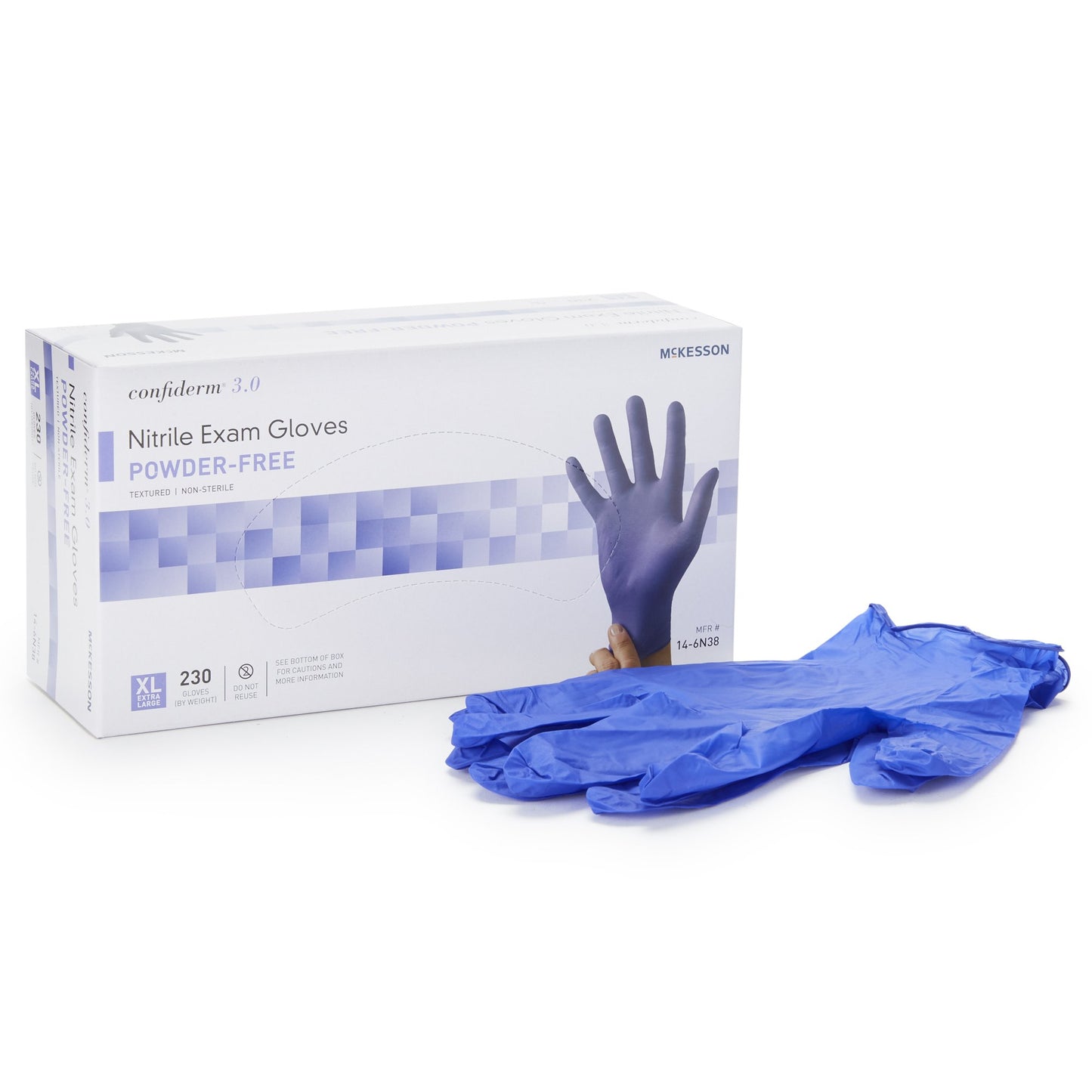 McKesson Brand McKesson Confiderm 3.0 Nitrile Exam Glove, Extra Large, Blue 14-6N38, Case of 10