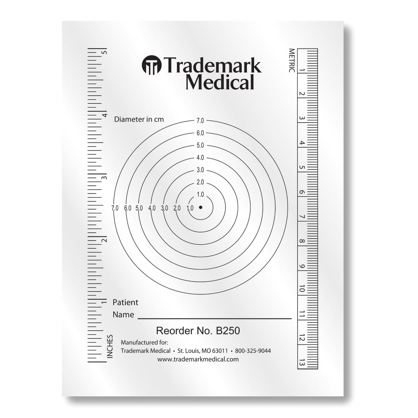Trademark Medical Trademark Medical Wound Measuring Guide B250, Box of 250