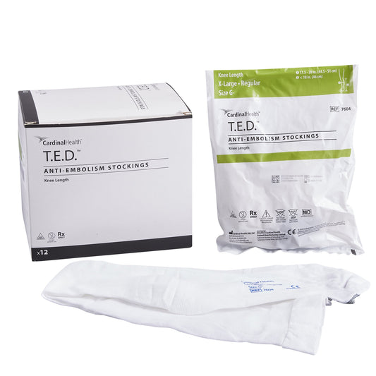 Anti-embolism Stocking T.E.D.™ Knee High X-Large / Regular White Inspection Toe - 7604