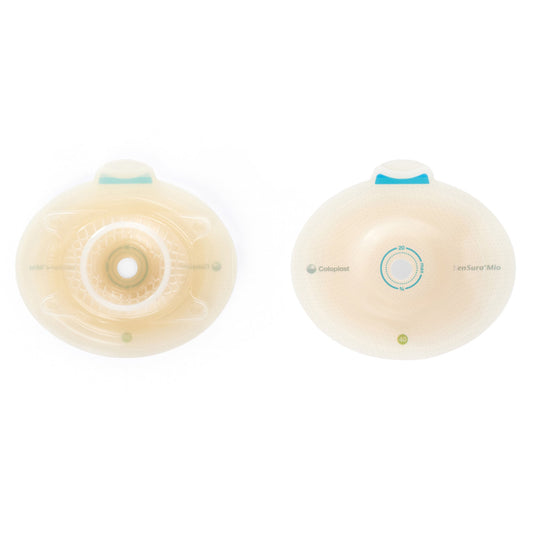 Ostomy Barrier SenSura® Mio Click Trim to Fit, Standard Wear Elastic Adhesive 40 mm Flange Green Code System 3/8 to 3/4 Inch Opening - 16941