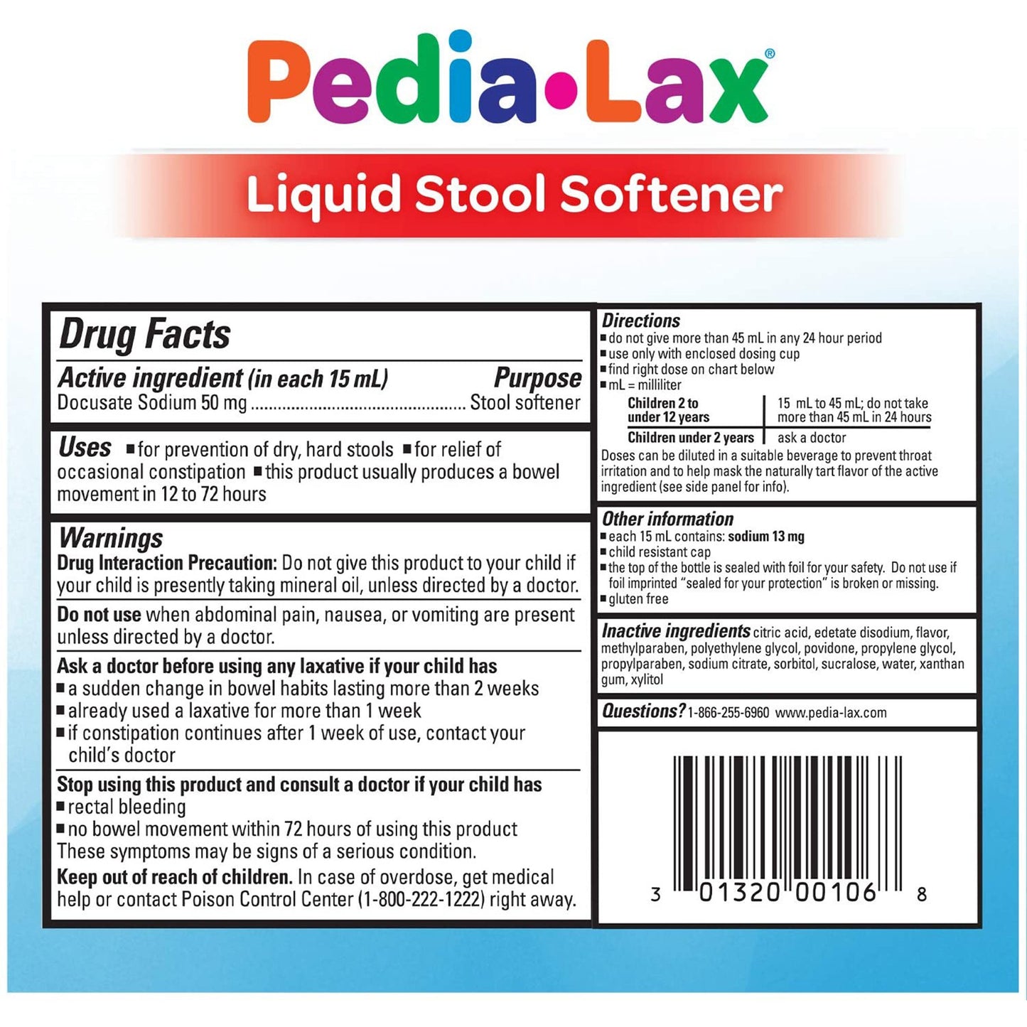 Pedia-Lax® Liquid Stool Softener Berry Flavor 30132000106