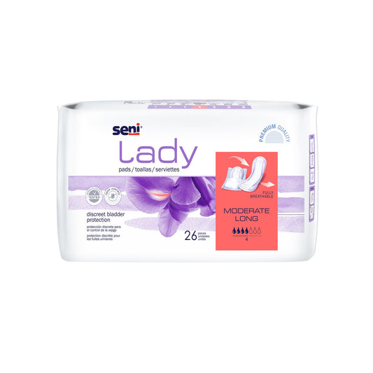 Bladder Control Pad Seni® Lady Moderate 11 Inch Length Moderate Absorbency Super Absorbent Core One Size Fits Most - S-4P26-PS1