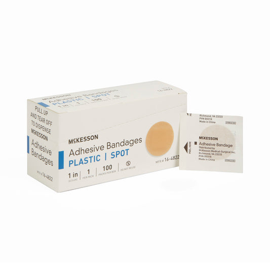 Adhesive Spot Bandage McKesson 1 Inch Plastic Round Tan Sterile - 16-4822