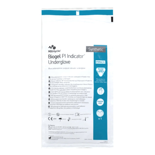 Molnlycke Biogel PI Indicator Underglove Polyisoprene Surgical Underglove, Size 7, Blue 41670, Box of 50