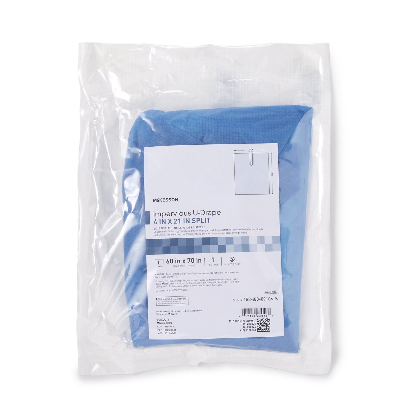 Orthopedic Drape McKesson Impervious U-Drape 60 W X 70 L Inch Sterile - 183-I80-09106-S