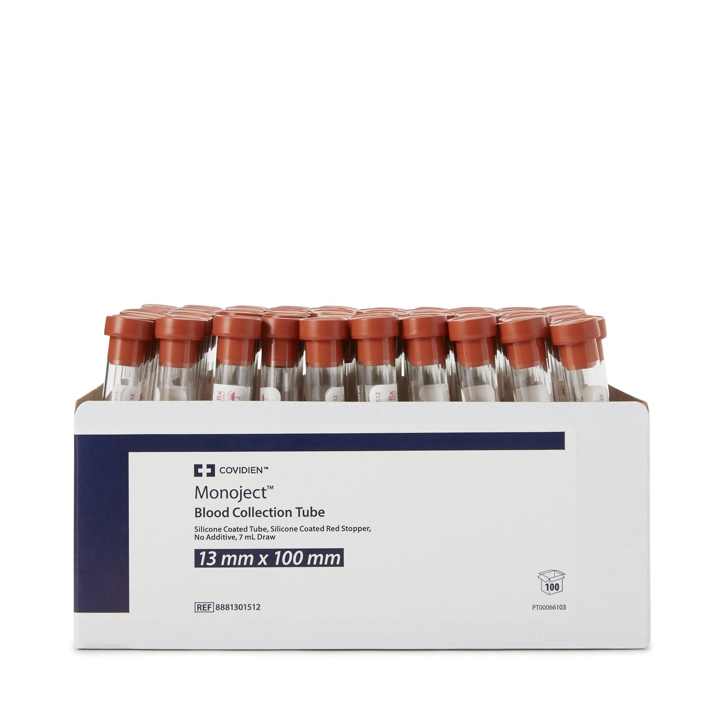 Monoject™ Venous Blood Collection Tube Serum Tube Plain 13 X 100 mm 7 mL Red Conventional Closure Glass Tube 8881301512