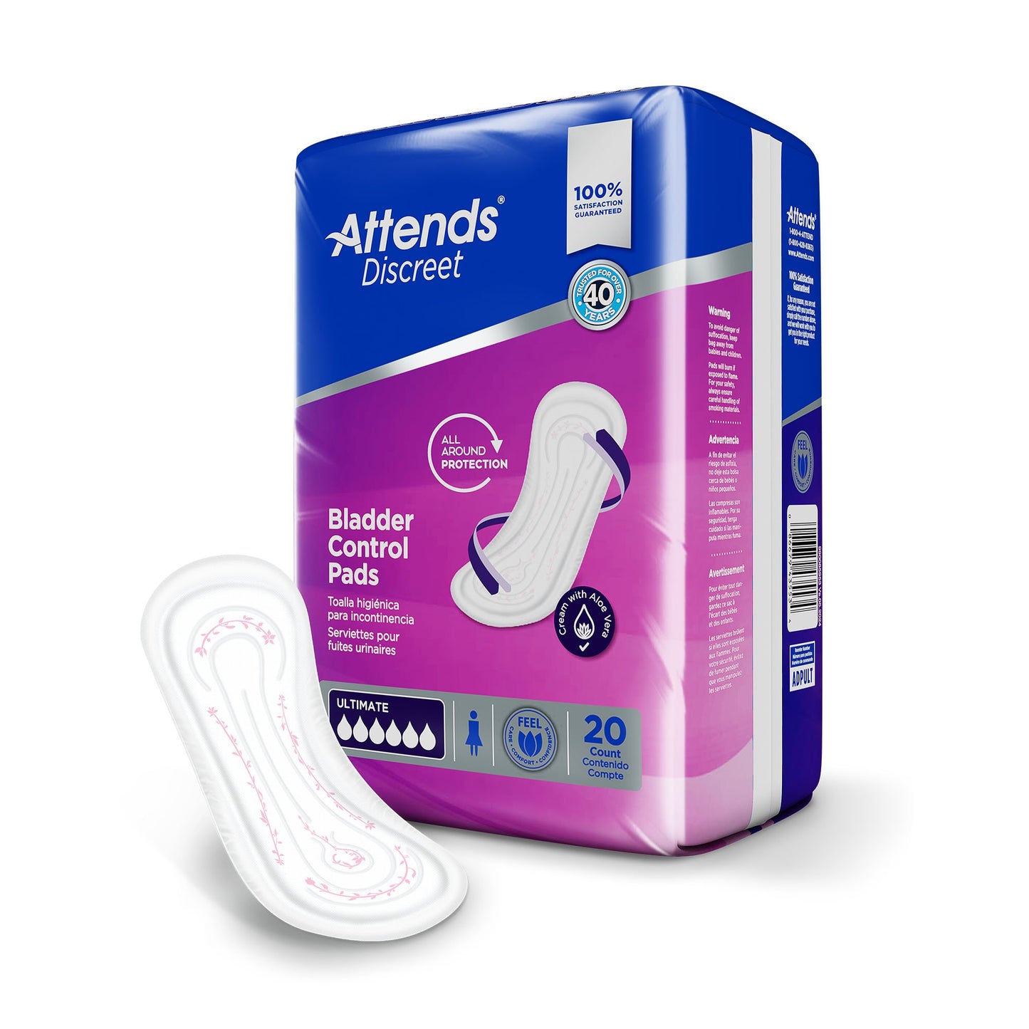 Attends® Discreet Women's Ultimate Bladder Control Pad, 15-Inch Length ADPULT