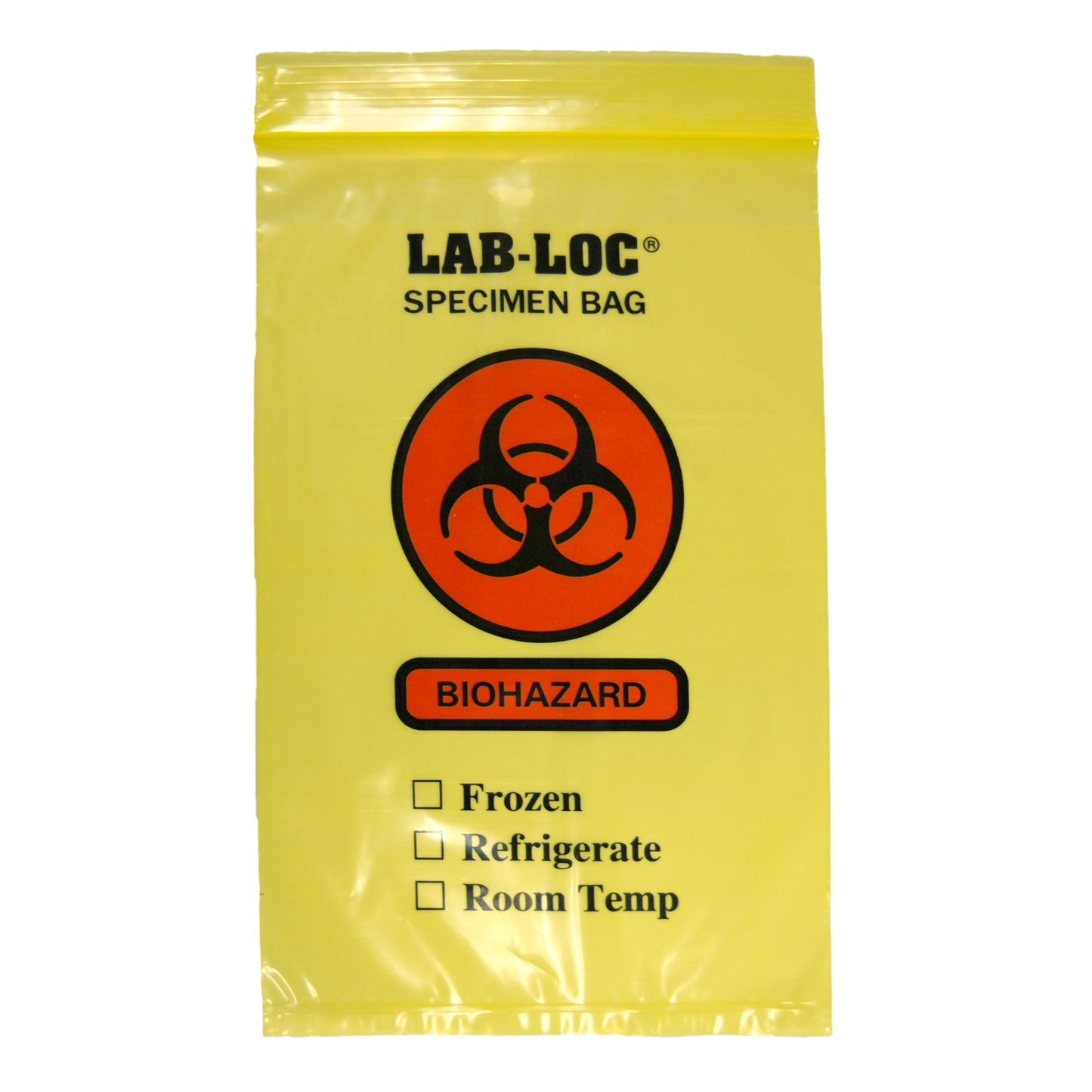Specimen Transport Bag with Document Pouch Lab-Loc® 6 X 9 Inch Zip Closure Biohazard Symbol / Storage Instructions NonSterile - LAB20609YE
