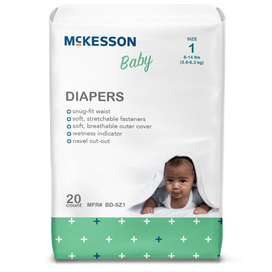 Unisex Baby Diaper McKesson Size 1 Disposable Heavy Absorbency - BD-SZ1