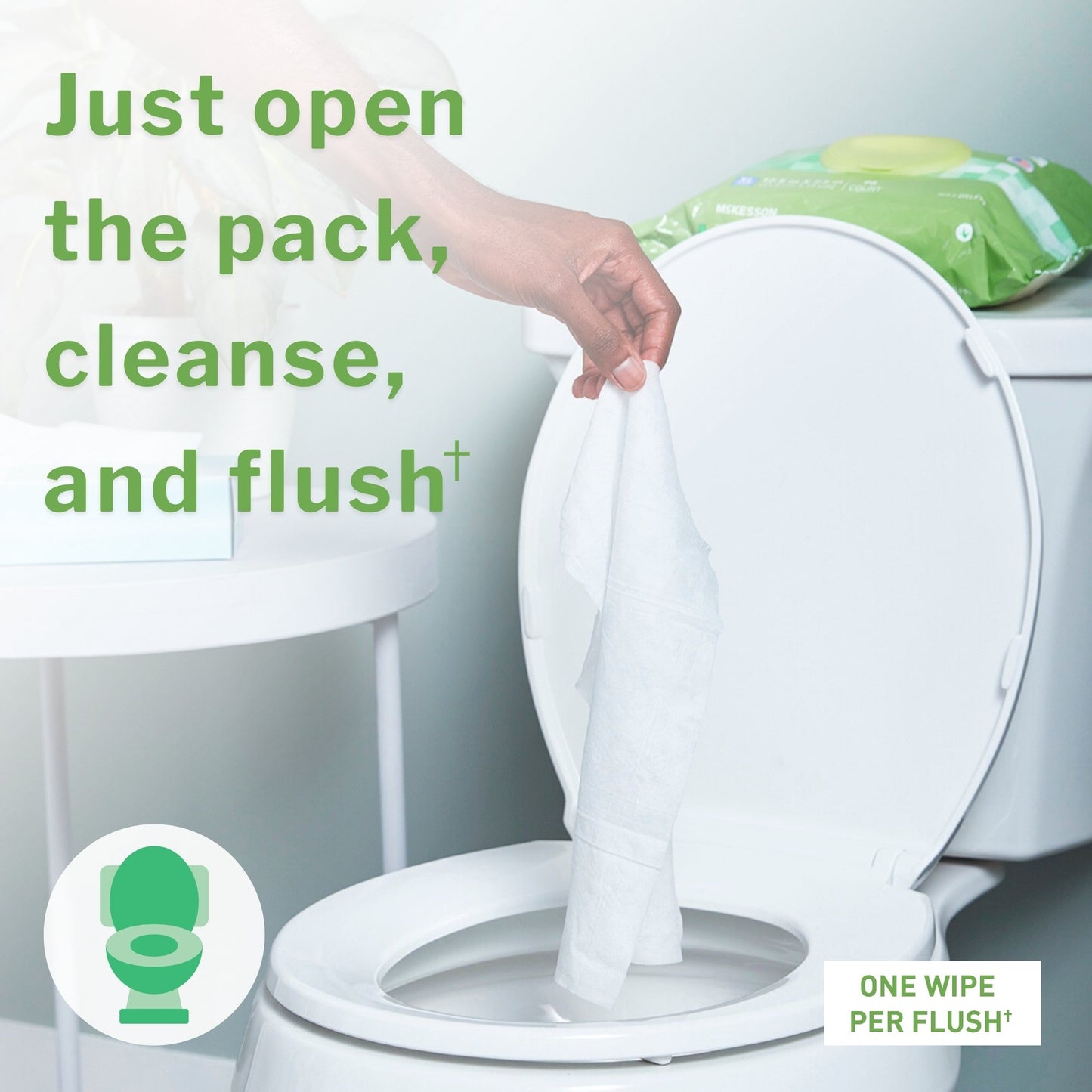 McKesson Flushable* Wet Wipes XL - Unscented, 96 Wet Wipes per Pack DXLU96