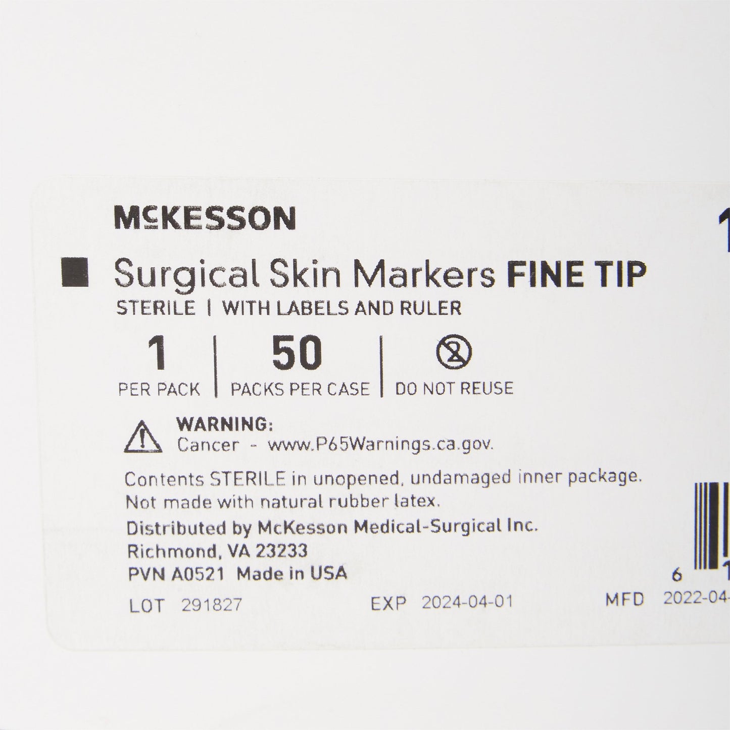 Skin Marker with Ruler and Labels McKesson Gentian Violet Ink Sterile Full Size Fine Tip 19-0762
