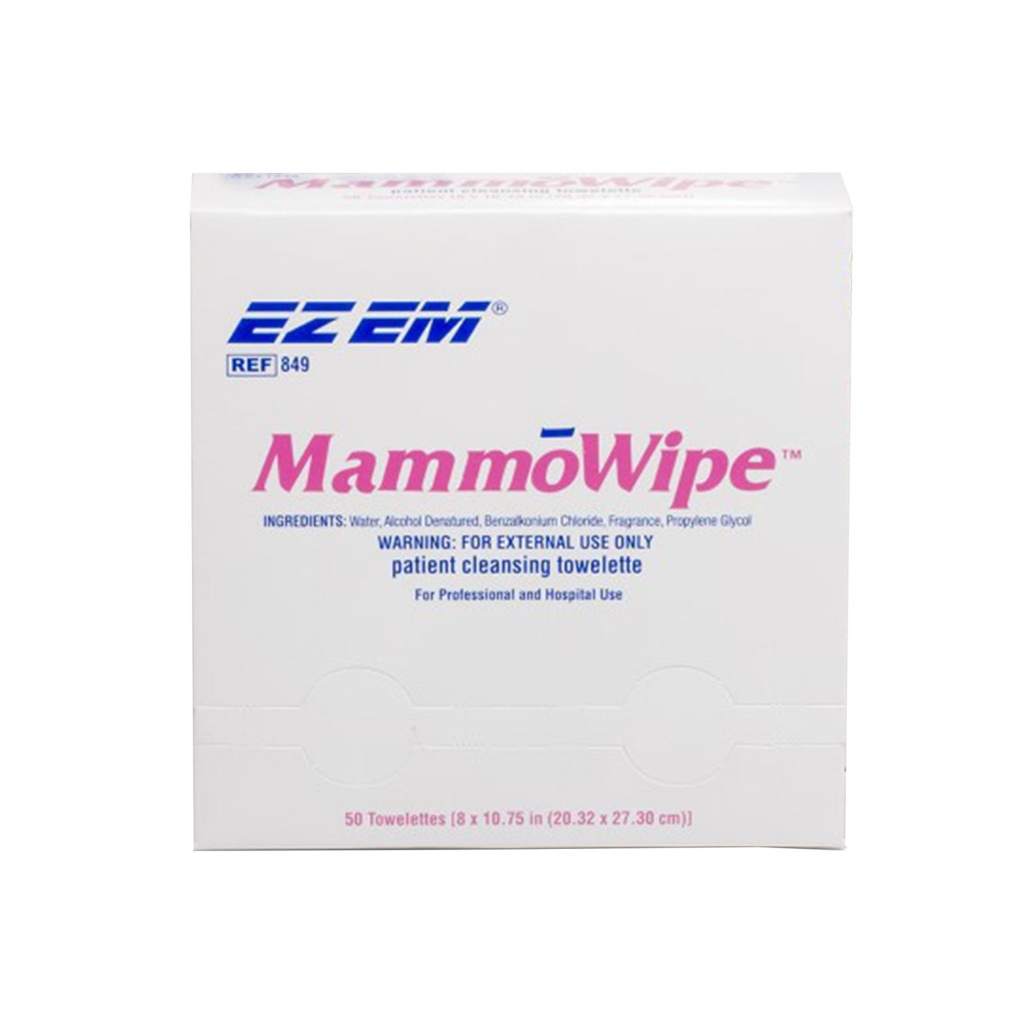 EZ EM Mammography Wipe 5x5in Scented Benzalkonium Chloride Ethyl Alcohol 600103 600103
