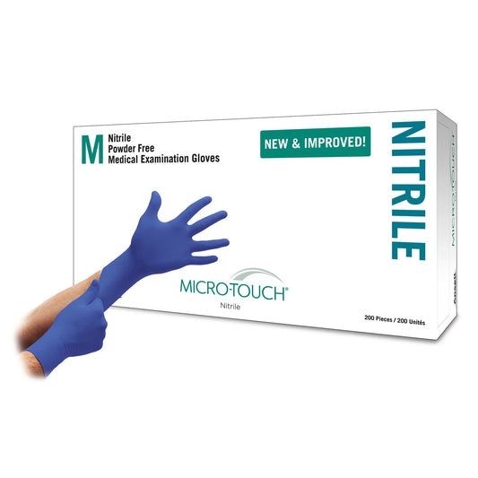 Exam Glove Micro-Touch® Nitrile Medium NonSterile Nitrile Standard Cuff Length Textured Fingertips Blue Chemo Tested - 6034302