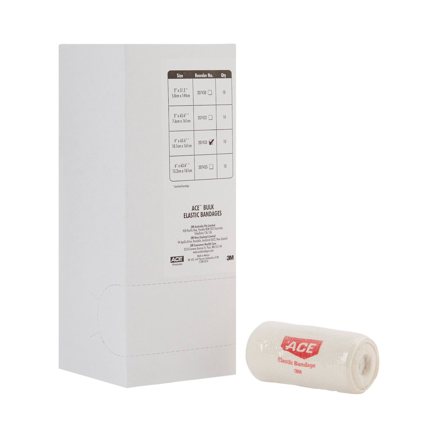 3M 3M Ace Clip Detached Closure Elastic Bandage, 4 Inch x 5 Yard 207433, Box of 10