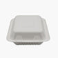 3 Compartment Clamshell Food Container Medd Max LLC 8 X 8 Inch White Compostable Bagasse B036 3-C