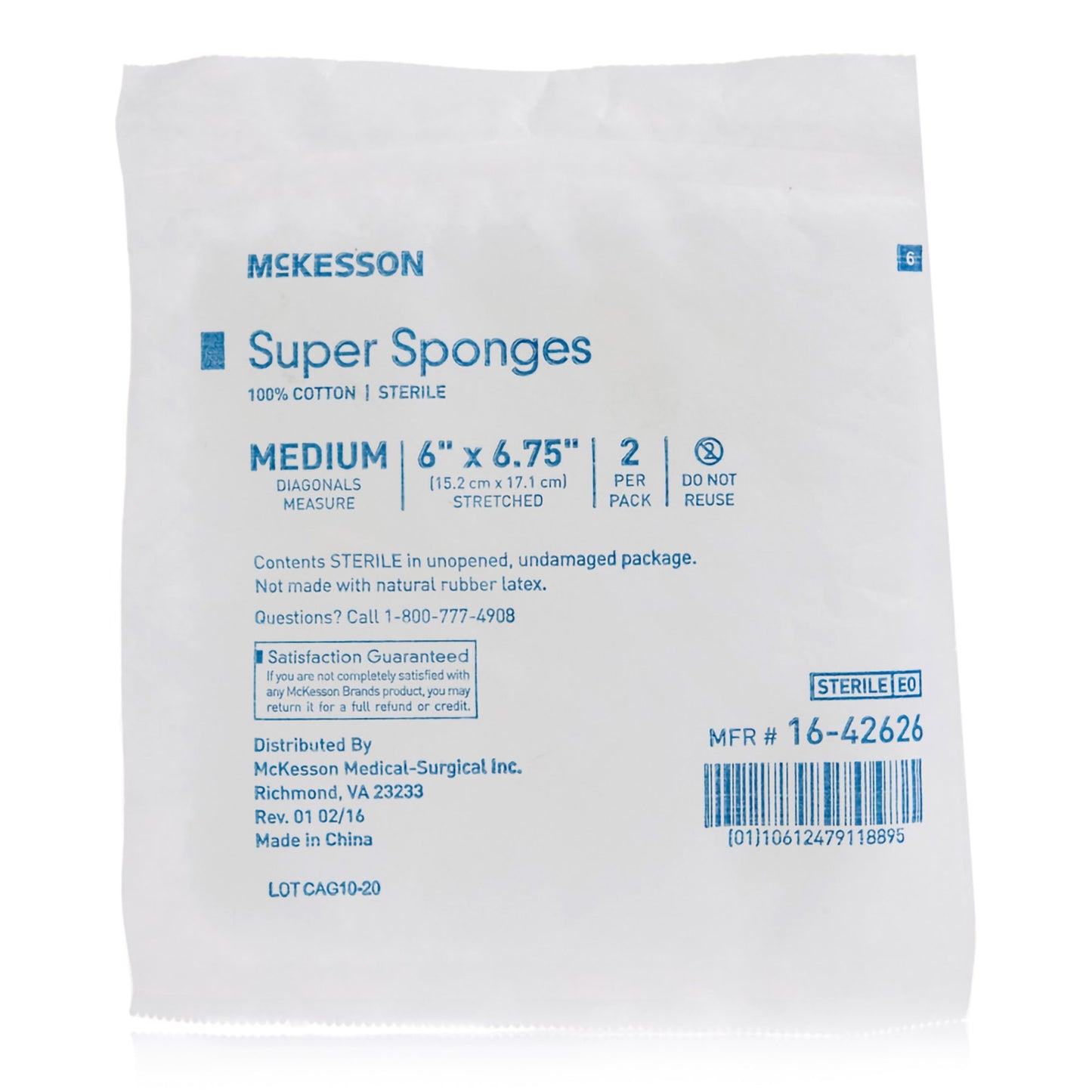 McKesson Sterile Fluff Dressing, 6 x 6-3/4 Inch 16-42626