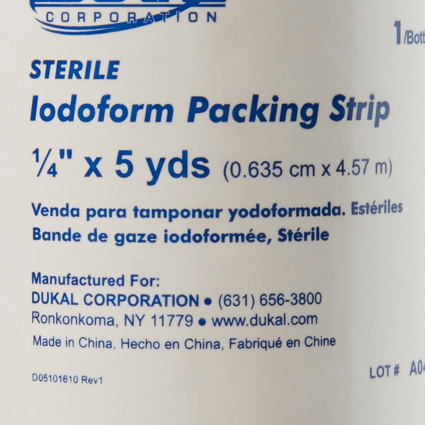 Dukal Iodoform Wound Packing Strip, ¼ Inch x 5 Yard 270
