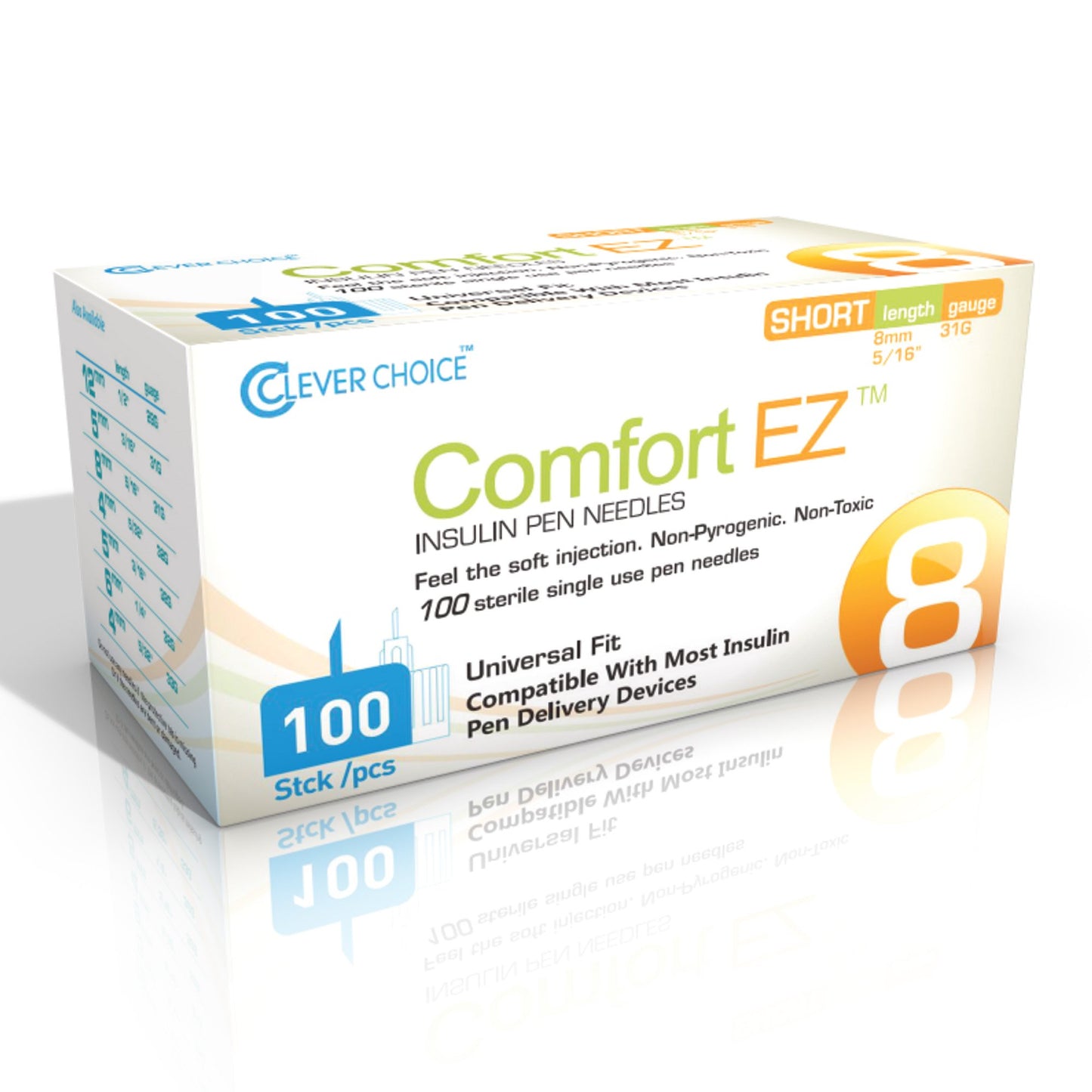 Comfort EZ™ Standard Insulin Pen Needle, 31 Gauge, 8 mm Length 31G8