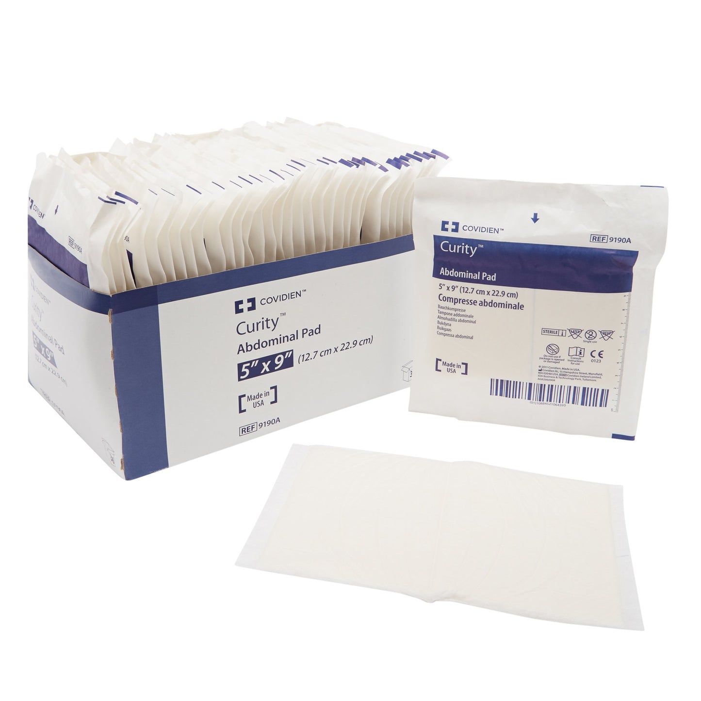 Cardinal Curity Sterile Abdominal Pad, 5 x 9 Inch 9190A, 1 Each