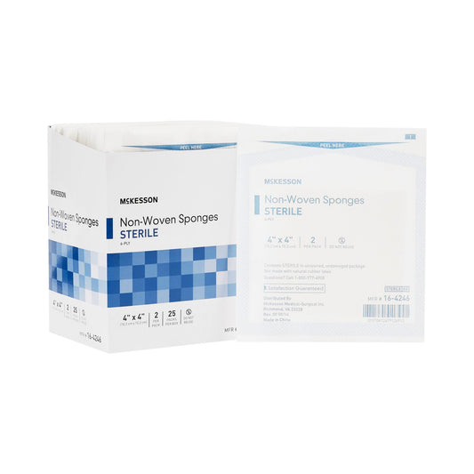McKesson Sterile Nonwoven Sponge, 4 x 4 Inch, 6-Ply 16-4246