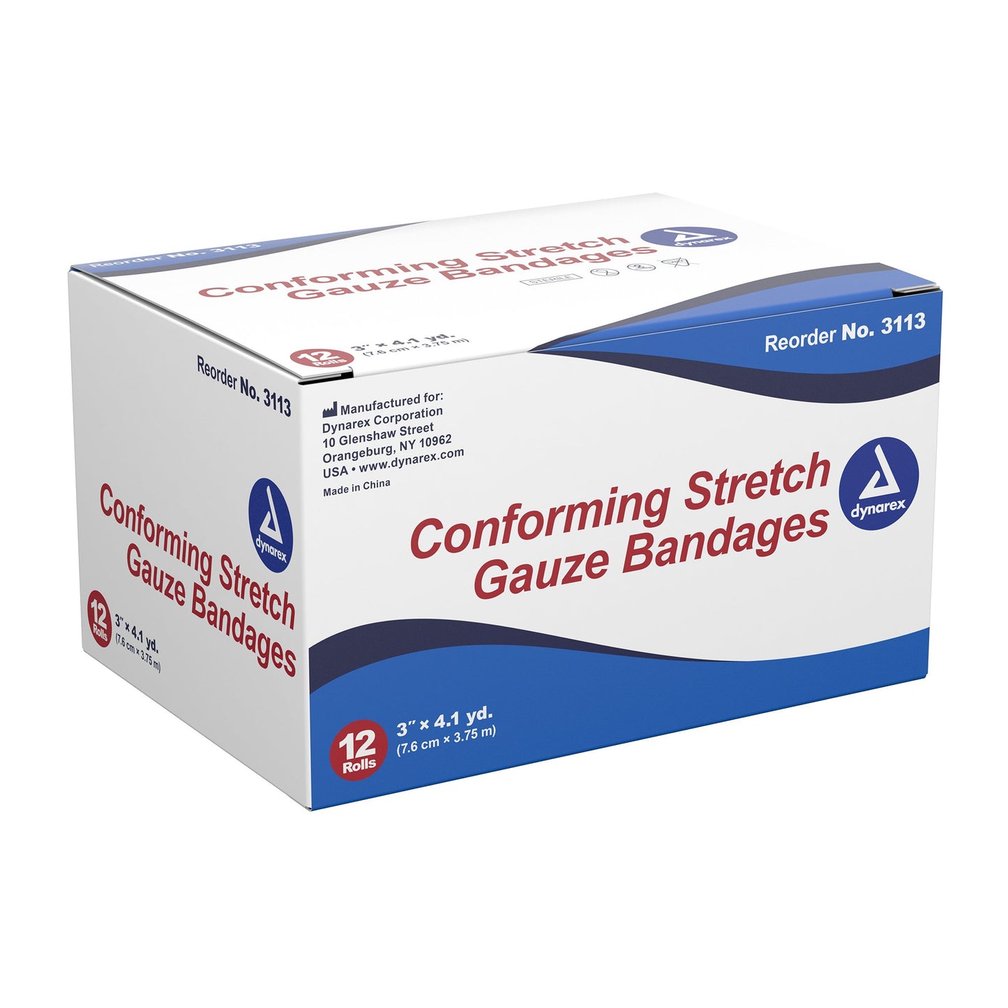 dynarex® Sterile Conforming Bandage, 3 Inch x 4-1/10 Yard 3113