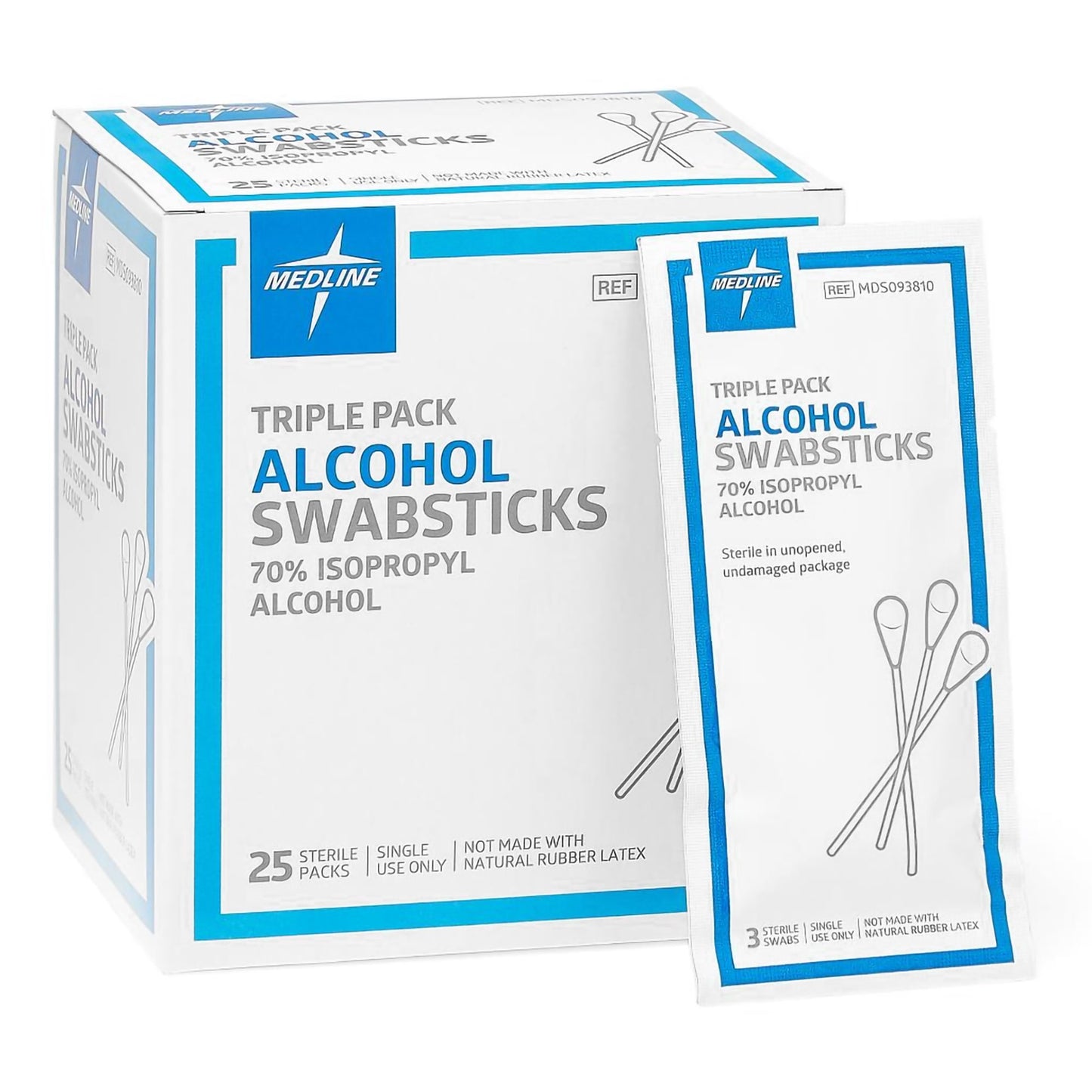 Impregnated Swabstick 70% Strength Isopropyl Alcohol Individual Packet Sterile MDS093810