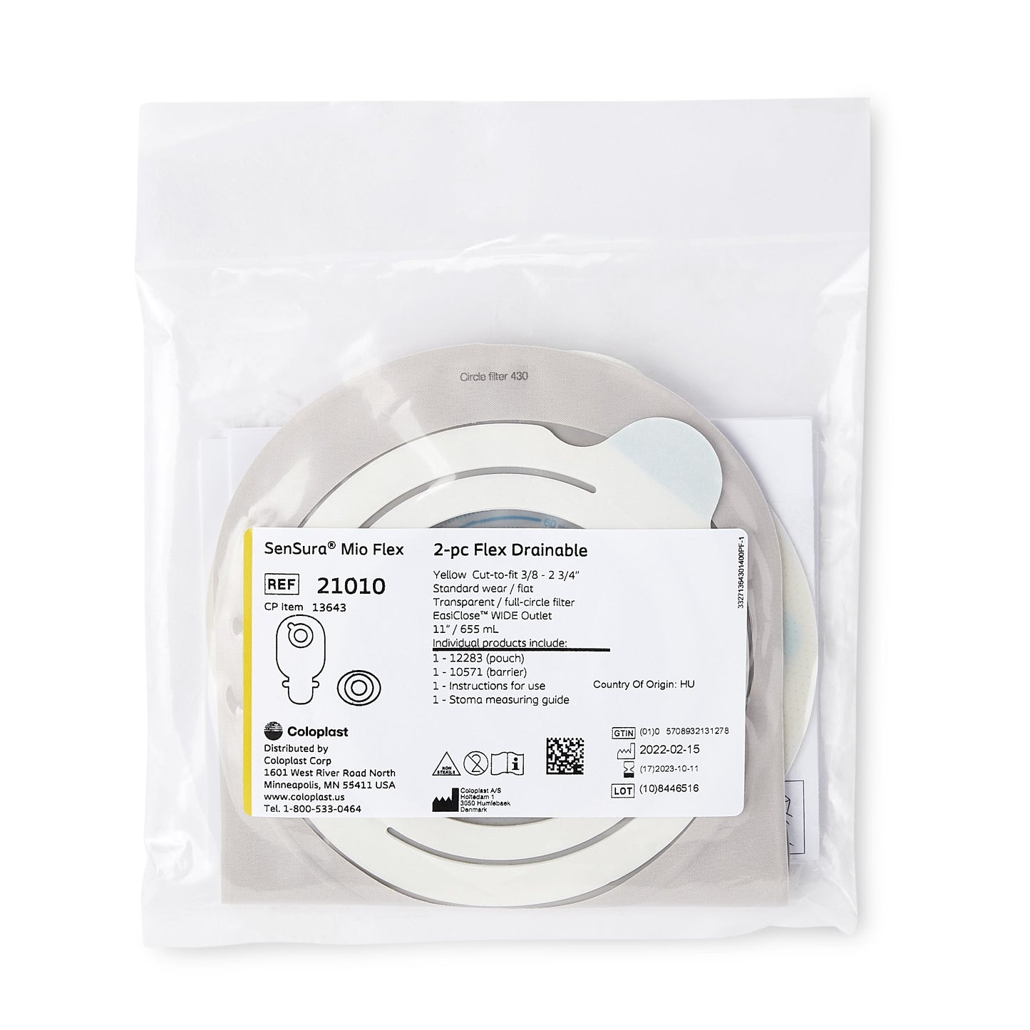 Ostomy Pouch SenSura® Mio Two-Piece System Maxi Length Flat, Trim to Fit 3/8 to 2-3/4 Inch Stoma Drainable 21010