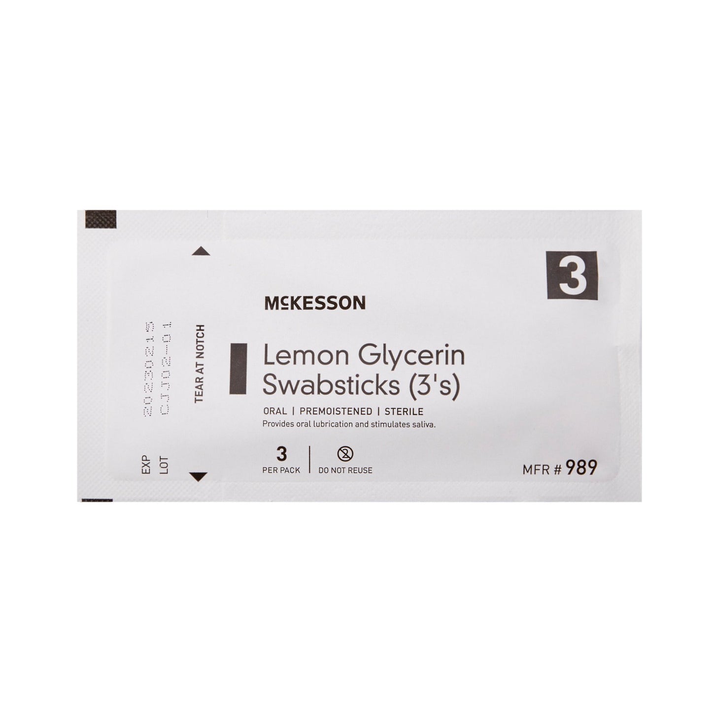 McKesson Oral Swabstick, Lemon Glycerin, Sterile 989