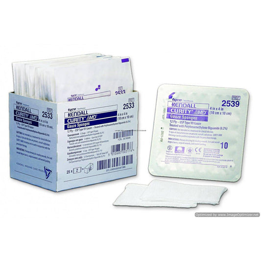 Antibacterial Gauze Sponge Curity™ AMD™ 4 X 4 Inch 12-Ply Sterile 2 per Pack - 2533