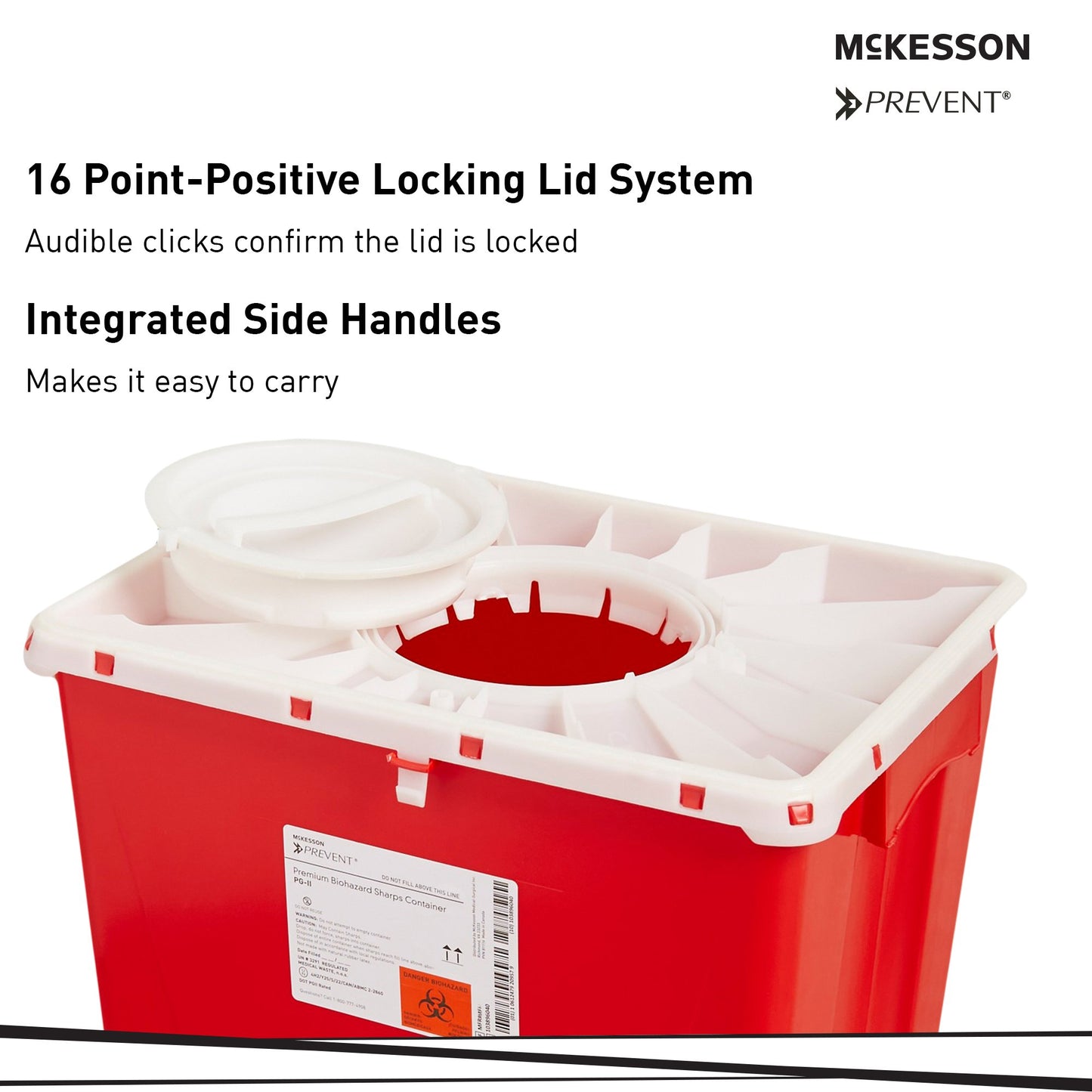 McKesson Prevent® Sharps Container, 18 Gallon, 24-3/5 x 17-3/10 x 13 Inch 2268