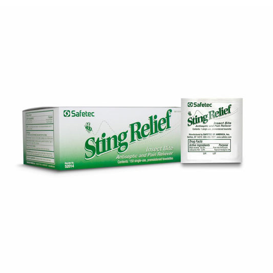 Sting and Bite Relief Ethyl Alcohol / Lidocaine Safetec® Towelette Individual Packet - 52014