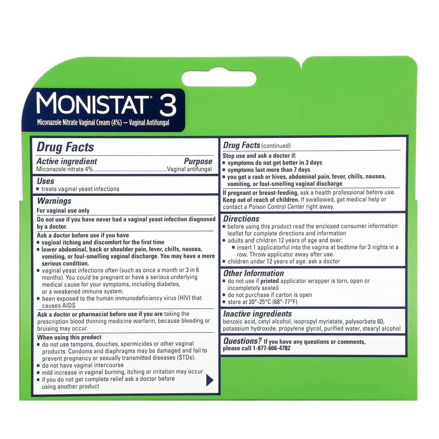 Monistat® 3-Day Treatment Vaginal Antifungal Prefilled Cream Applicators 63736001518