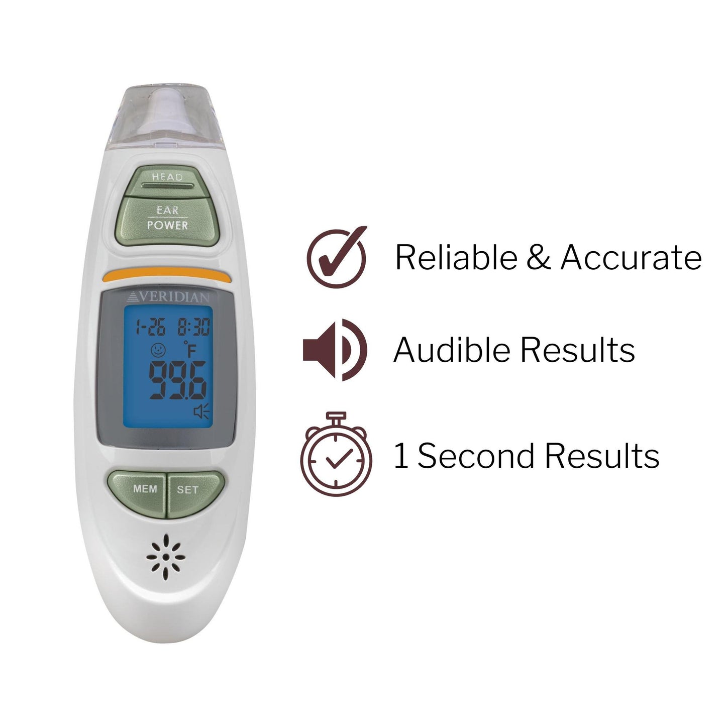 Veridian Infrared Thermometer, Tympanic Ear Digital Talking Thermometer 09-342