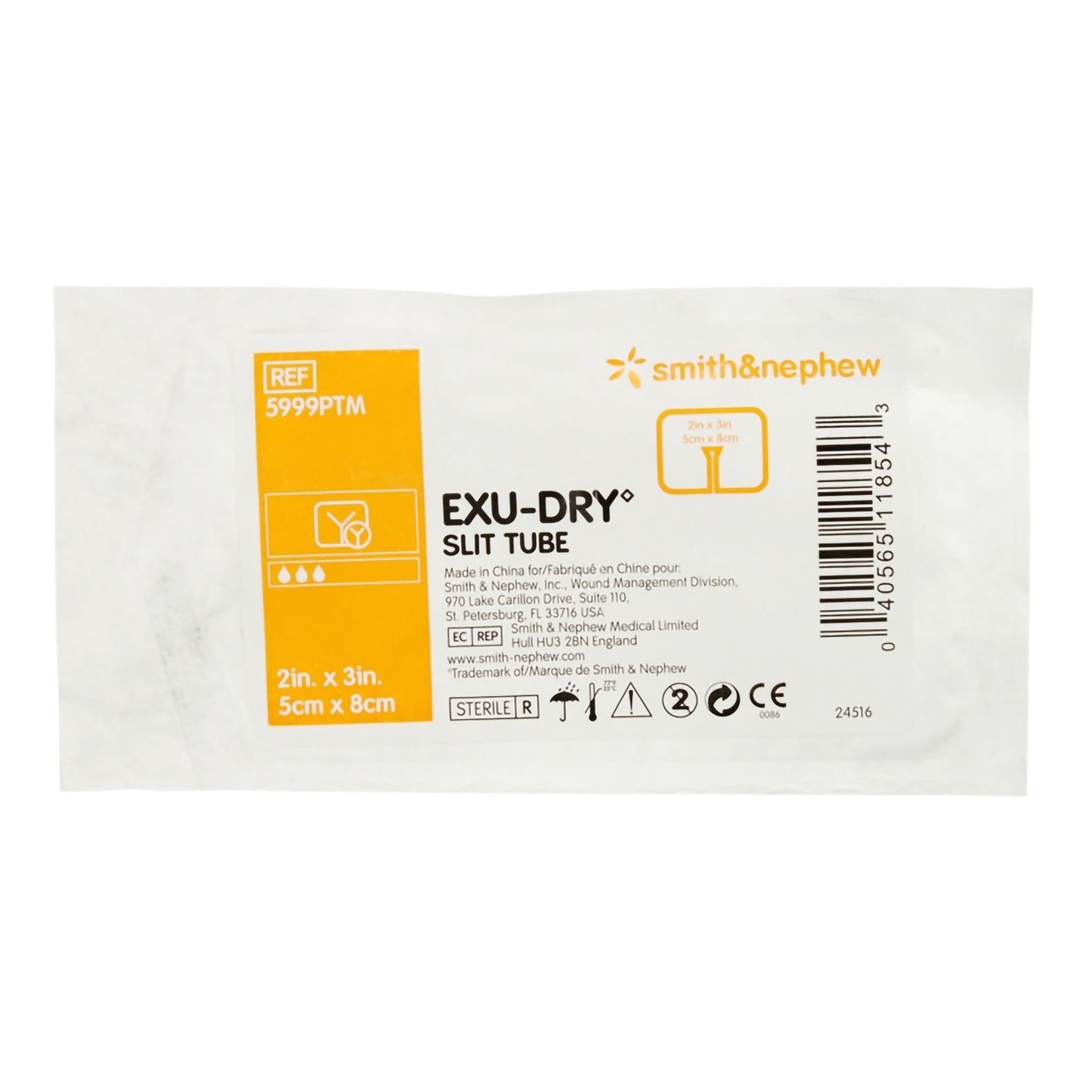 Super Absorbent Dressing EXU-DRY Anti-Shear 2 X 3 Inch Slit Tube - 5999PTM