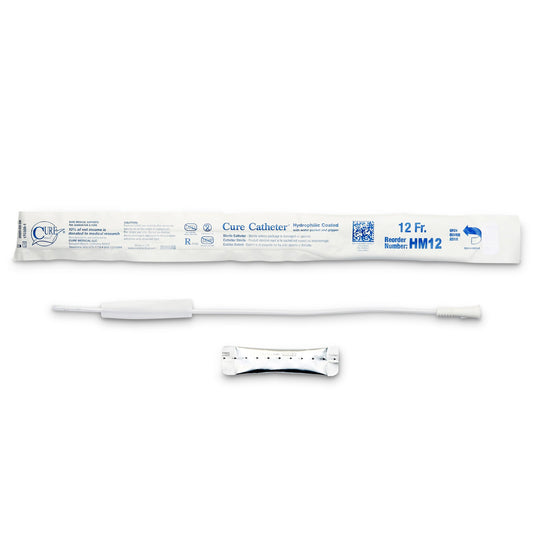 Urethral Catheter Hydrophilic Cure Catheter® Straight Tip Hydrophilic Coated Plastic 12 Fr. 16 Inch - HM12