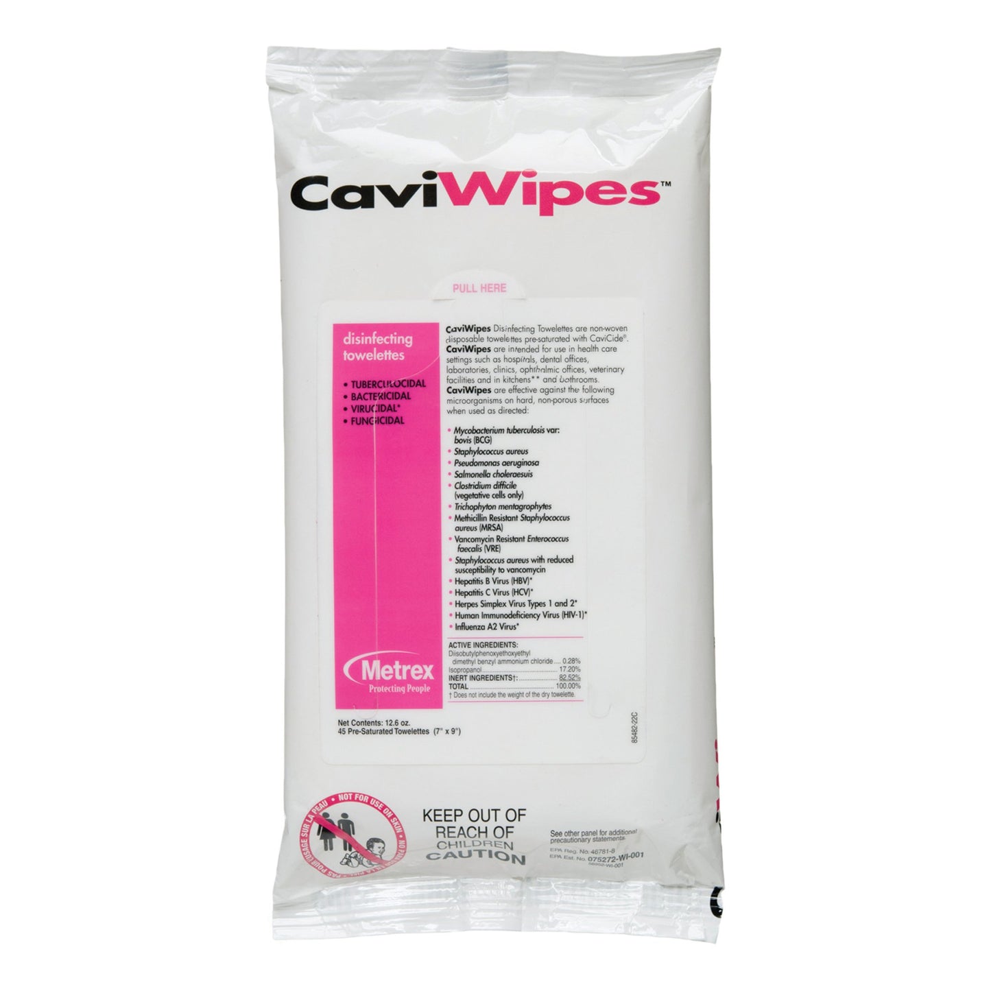 Metrex CaviWipes Surface Disinfectant Alcohol-Based Wipes, 7 x 9 Inch 13-1224