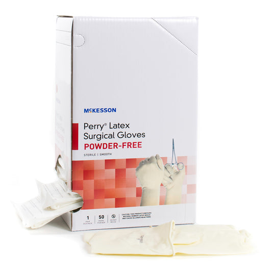 Surgical Glove McKesson Perry® Size 7 Sterile Latex Standard Cuff Length Smooth Cream Chemo Tested - 20-1070N