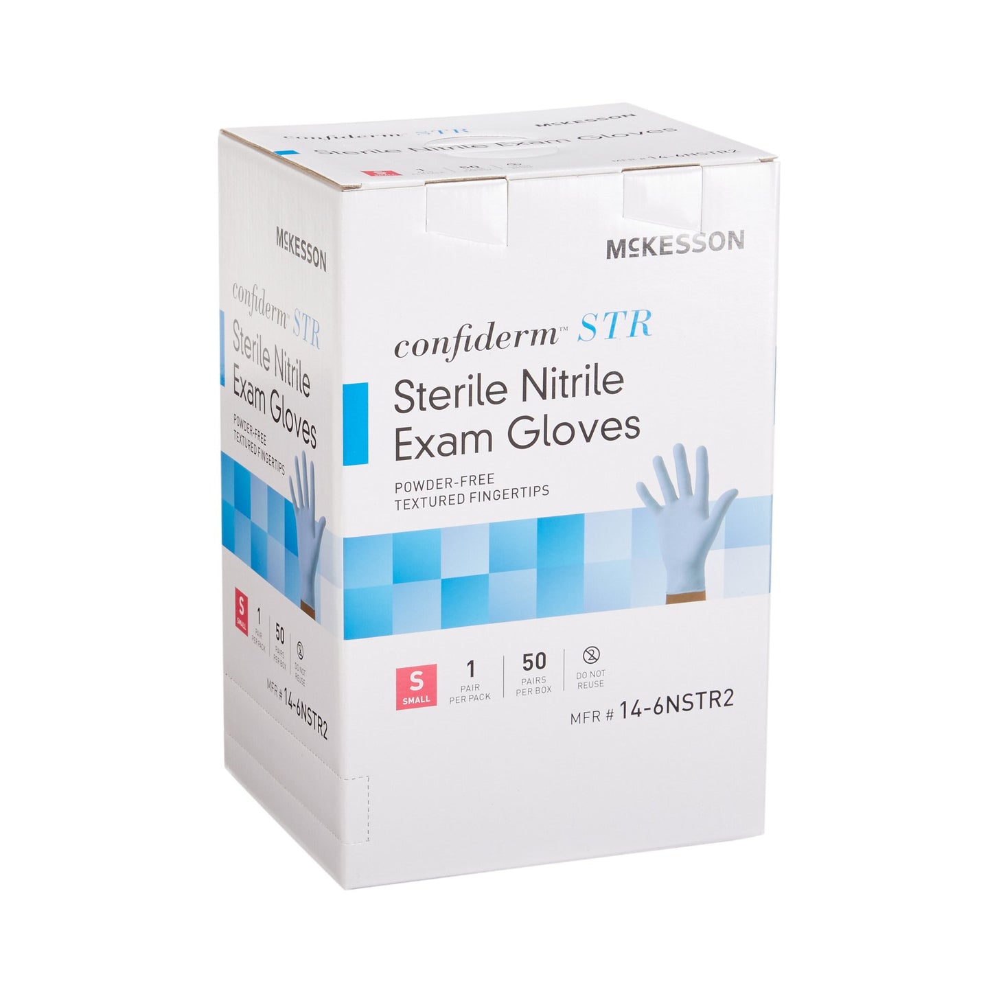 McKesson Confiderm® STR Nitrile Exam Glove, Small, Blue 14-6NSTR2