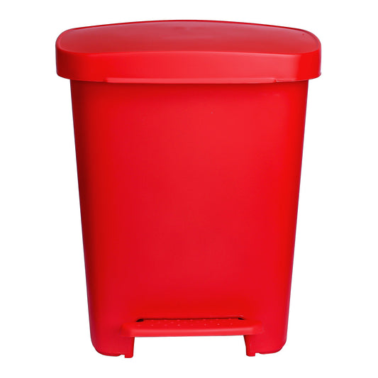 McKesson Waste Can with Step-On Pedal, Plastic, Red, 15.16 x 14.37 x 18.9 Inch 16-25270