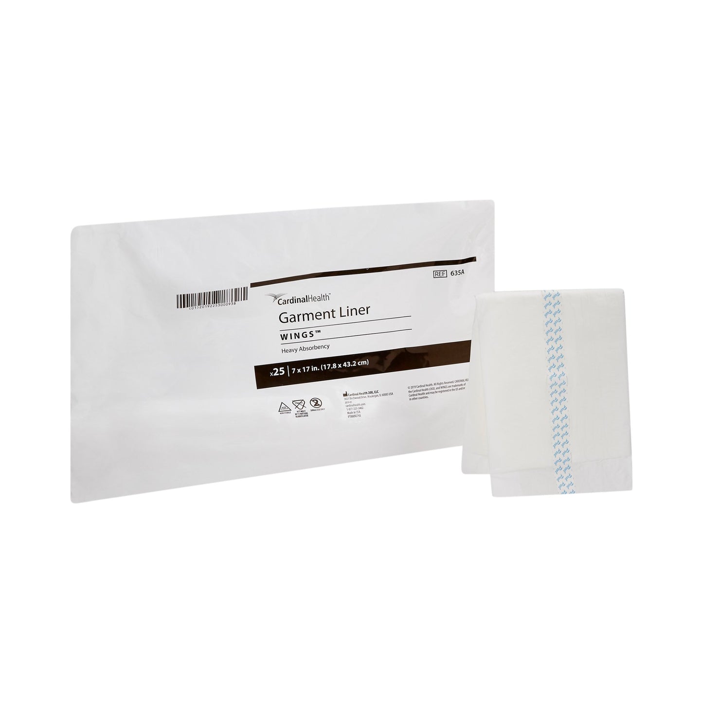 Incontinence Liner Wings™ 7 X 17 Inch Moderate Absorbency Polymer Core One Size Fits Most - 635A