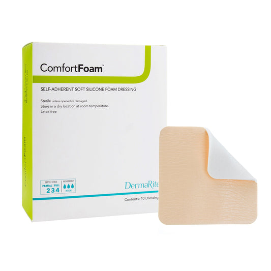 Foam Dressing ComfortFoam™ 3 X 3 Inch Without Border Film Backing Silicone Face Square Sterile - 44330