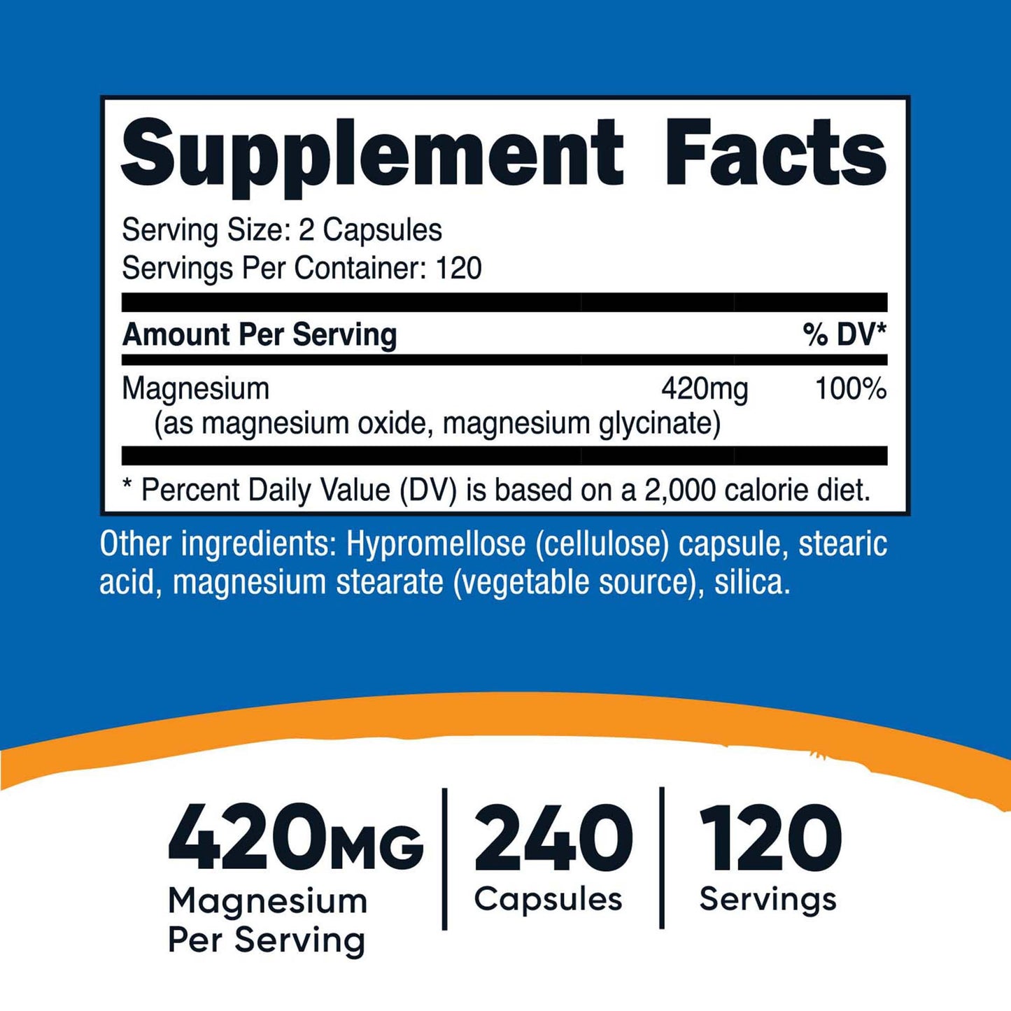 Dietary Supplement nutricost® Magnesium Citrate 420 mg Strength Capsule 240 Per Bottle NTC302201