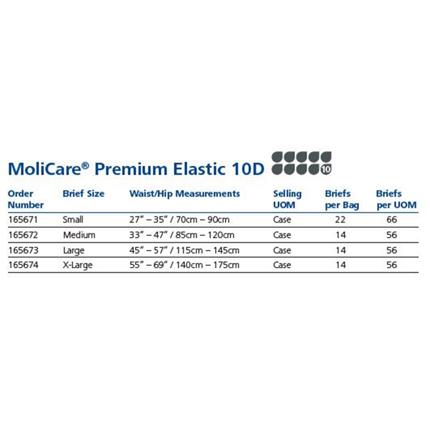 MoliCare® Premium Elastic 10 Drop Absorbency Incontinence Briefs, Large 165673